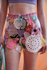 Shorts Patch all'uncinetto