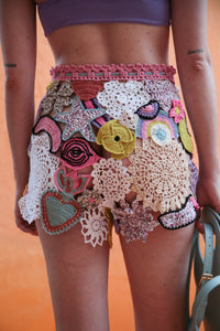Shorts Patch all'uncinetto